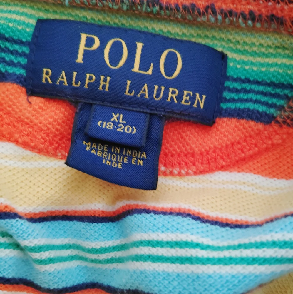Polo By Ralph Lauren Striped Three Button Short Sleeve T-Shirt‎ Sz XL